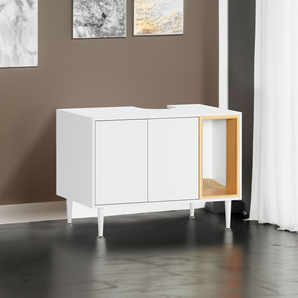 Meuble sous lavabo WC — Design bois & rangement