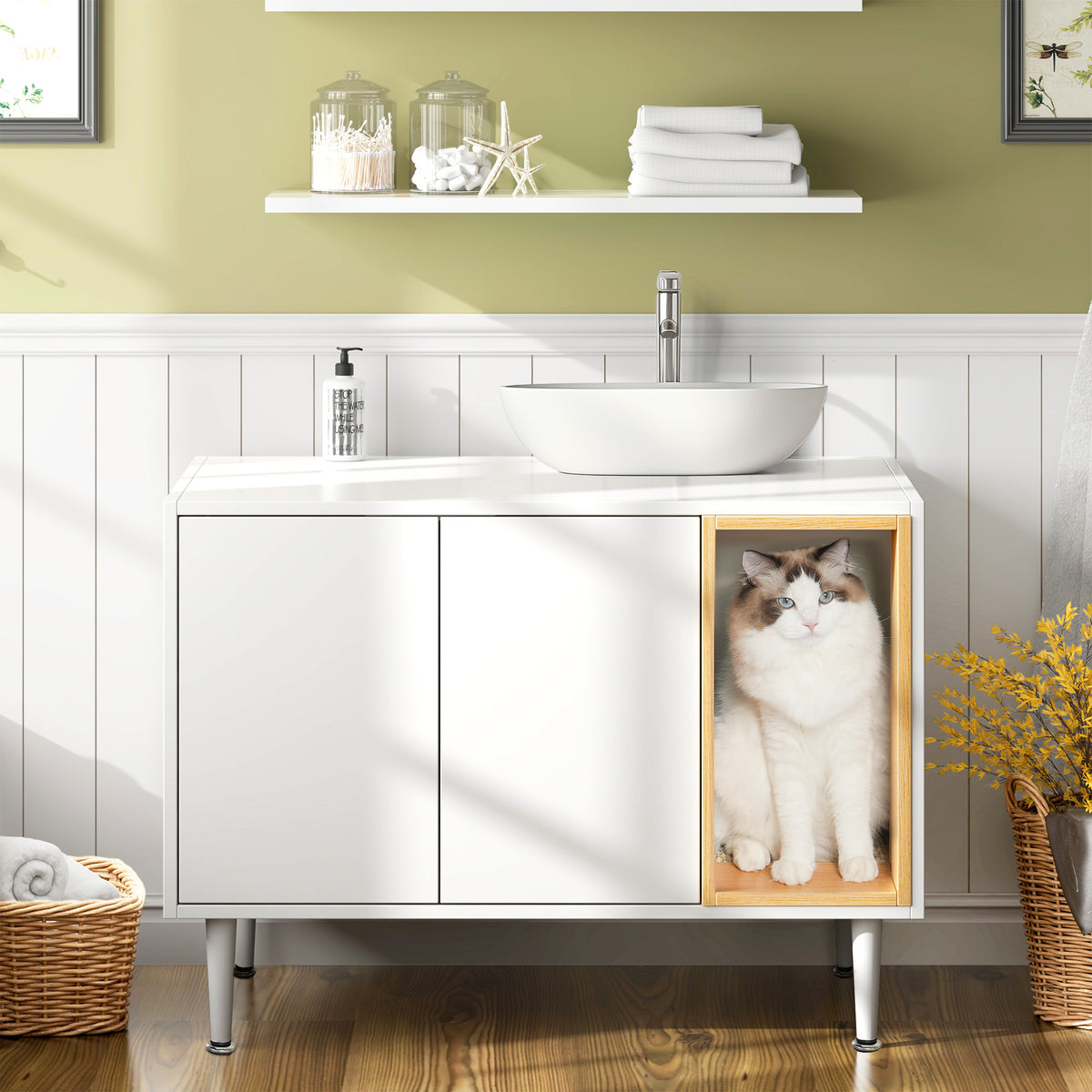 Meuble sous lavabo WC — Design bois & rangement
