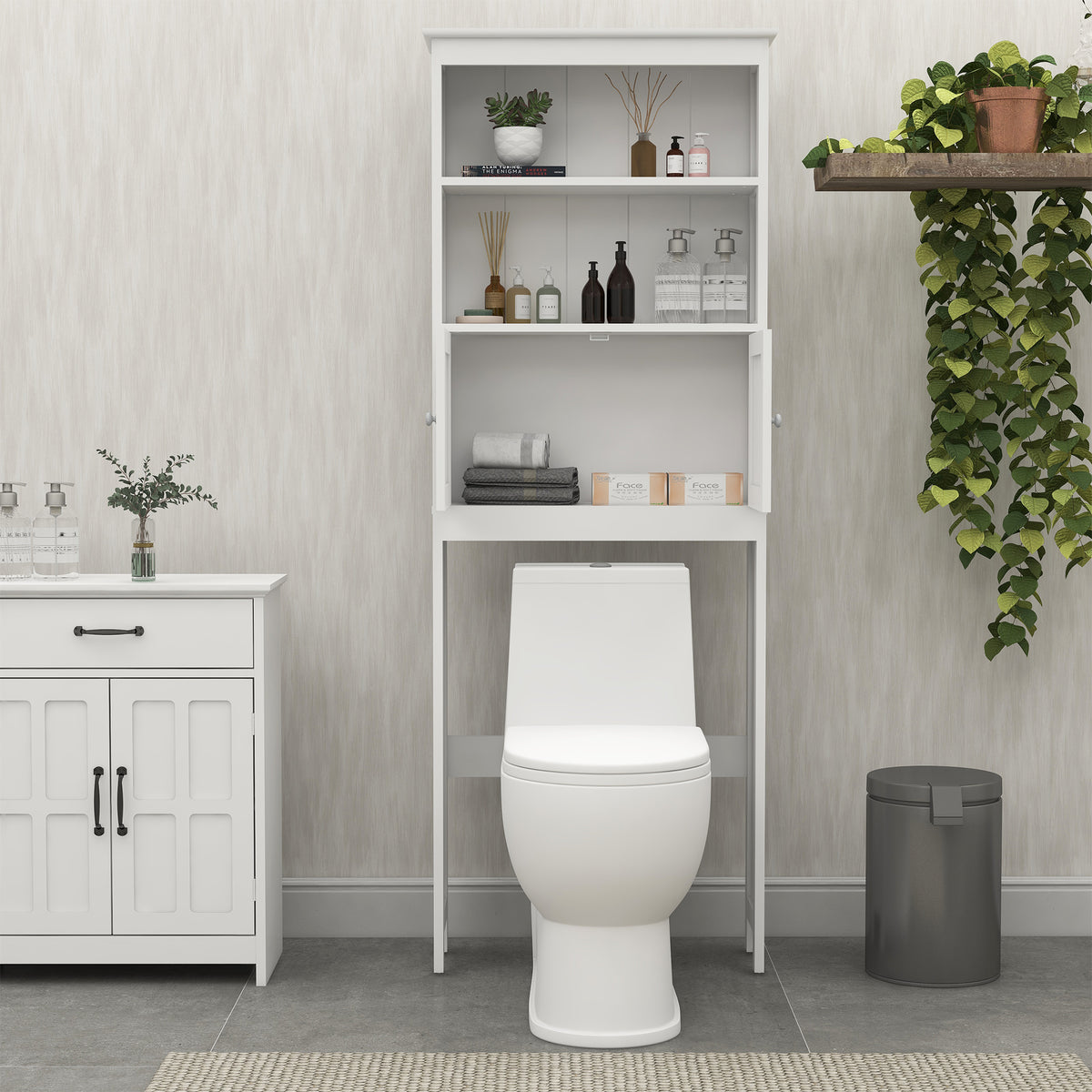 Armoire WC Suspense 2 Portes — Rangement Gain de Place Bois