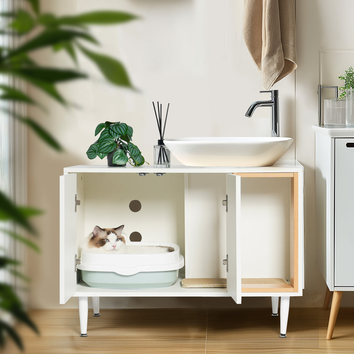 Meuble sous lavabo WC — Design bois & rangement