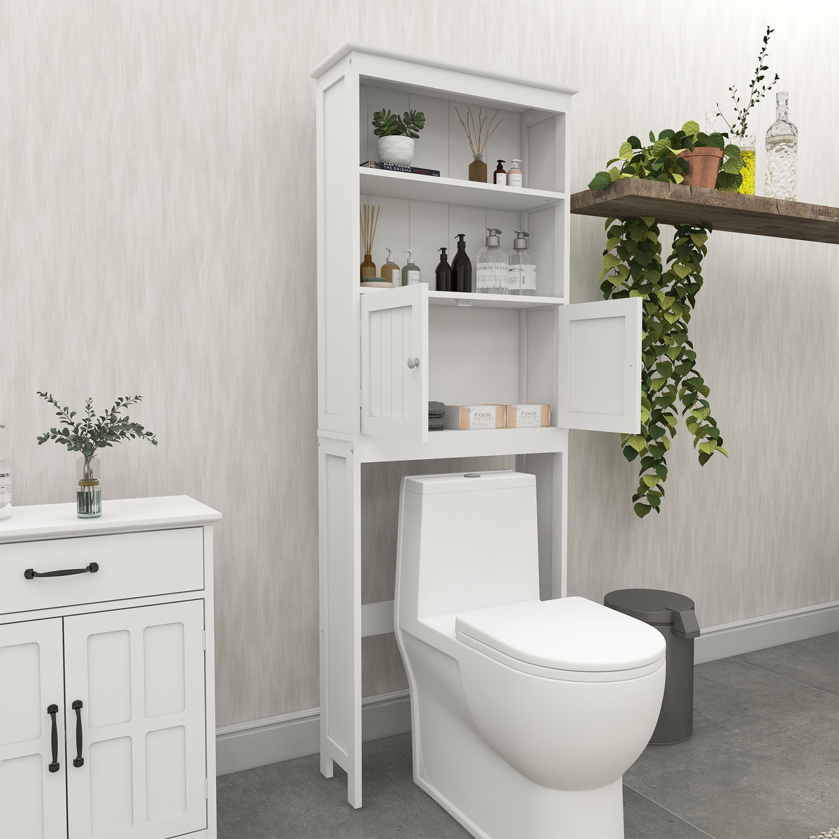 Armoire WC Suspense 2 Portes — Rangement Gain de Place Bois