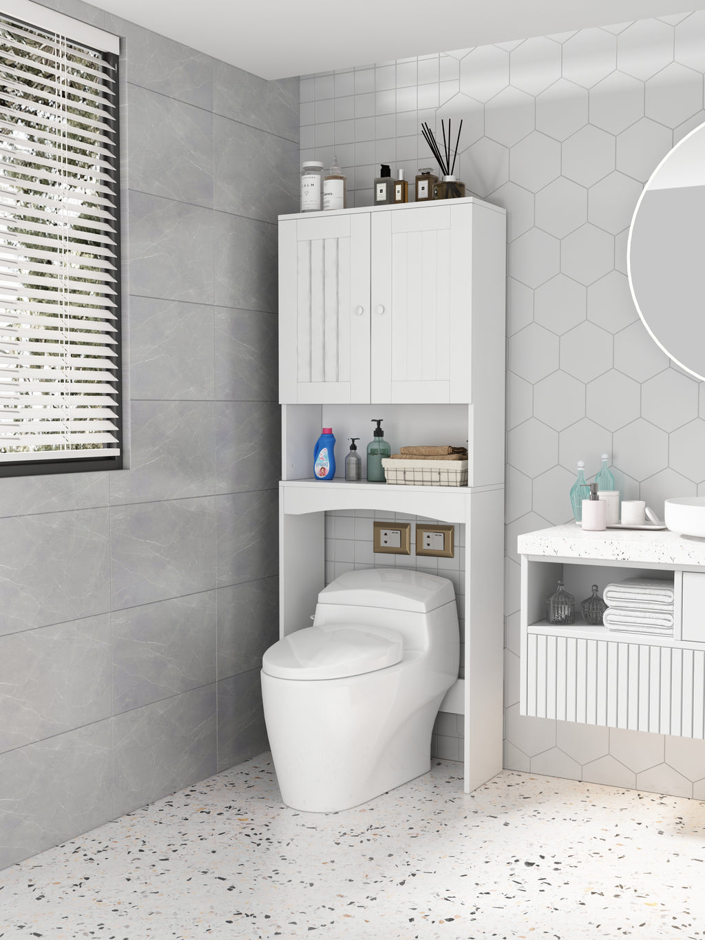Meuble Dessus WC Premium — Gain de Place & Rangement Extensible