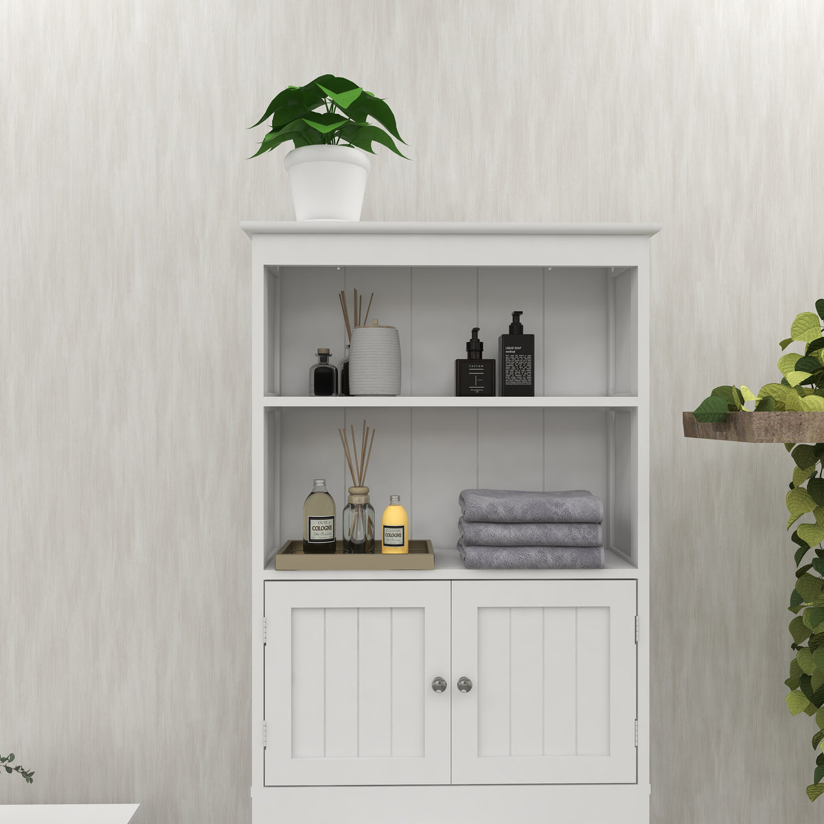 Armoire WC Suspense 2 Portes — Rangement Gain de Place Bois