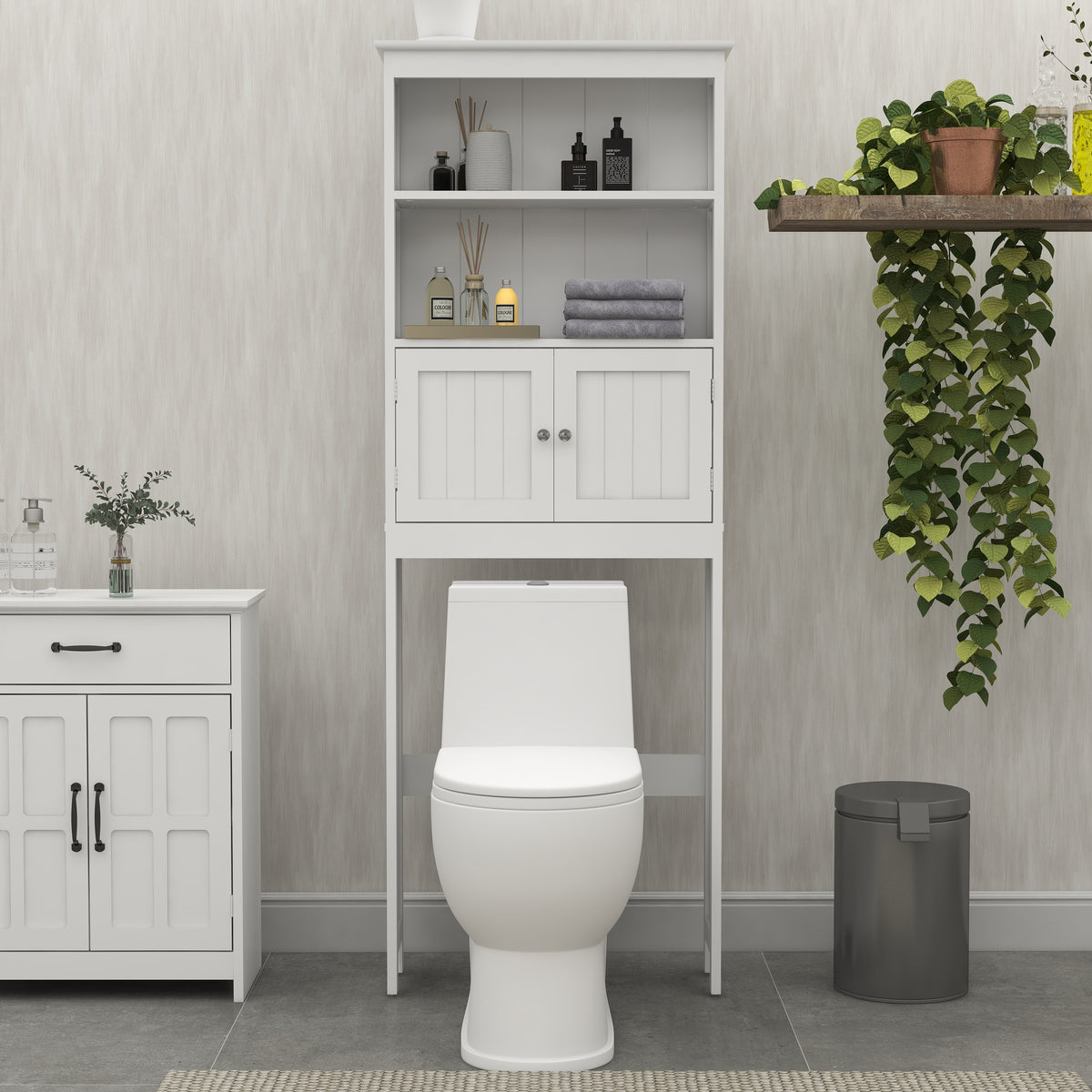 Armoire WC Suspense 2 Portes — Rangement Gain de Place Bois