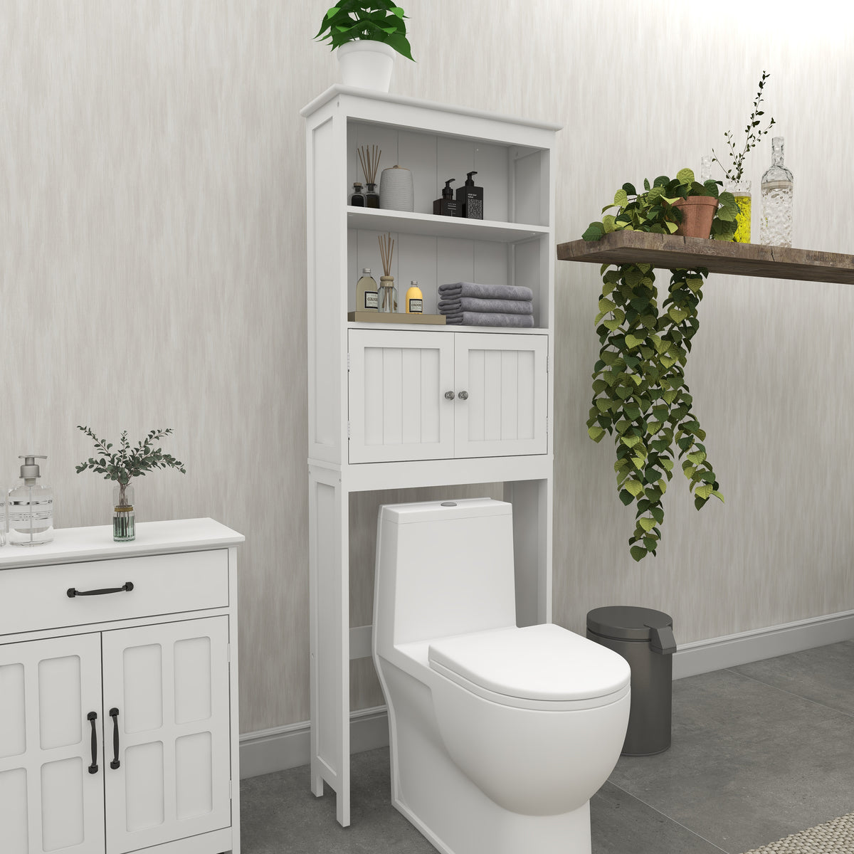 Armoire WC Suspense 2 Portes — Rangement Gain de Place Bois